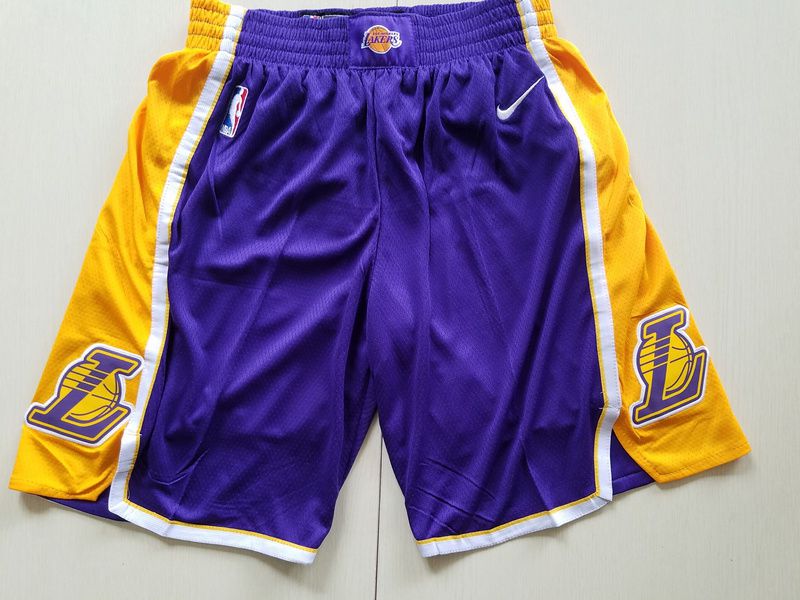 2018 Men NBA Nike Los Angeles Lakers purple shorts->ncaa teams->NCAA Jersey